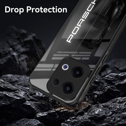 Oppo Reno 13 5G 5G Premium Acrylic Shockproof Glass Back Case (Black Porsche)