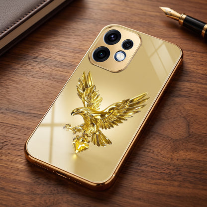 Oppo Reno 16 5G Golden Eagle Gold Electroplated Glass Phone Back Case