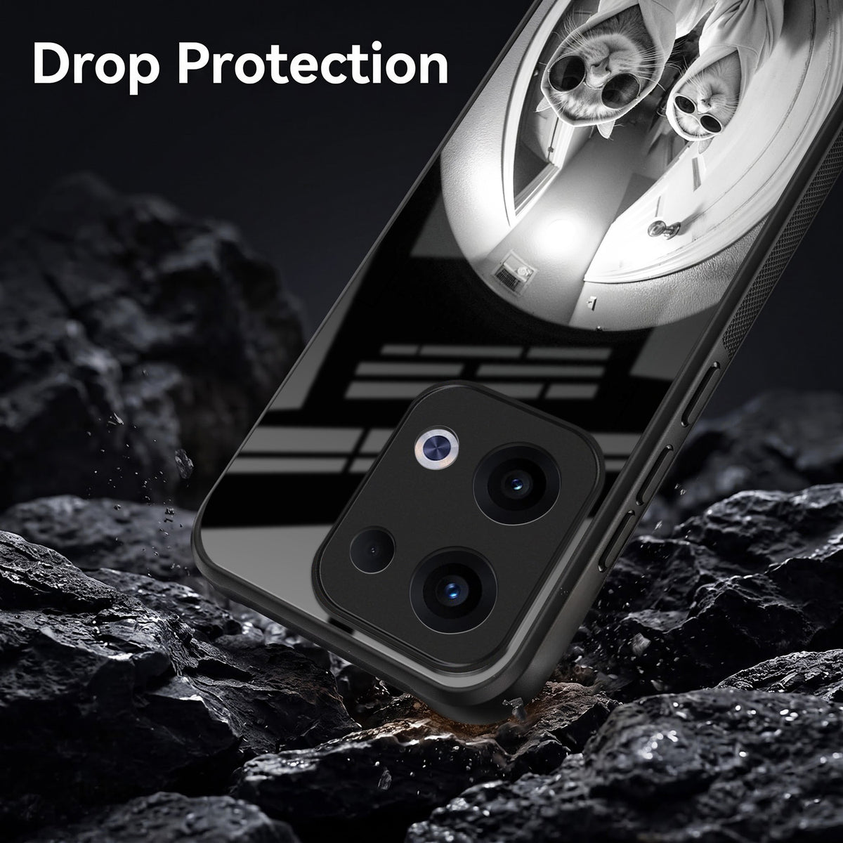 Oppo Reno 13 5G Premium Acrylic Shockproof Glass Back Case (Purrfect Duo)