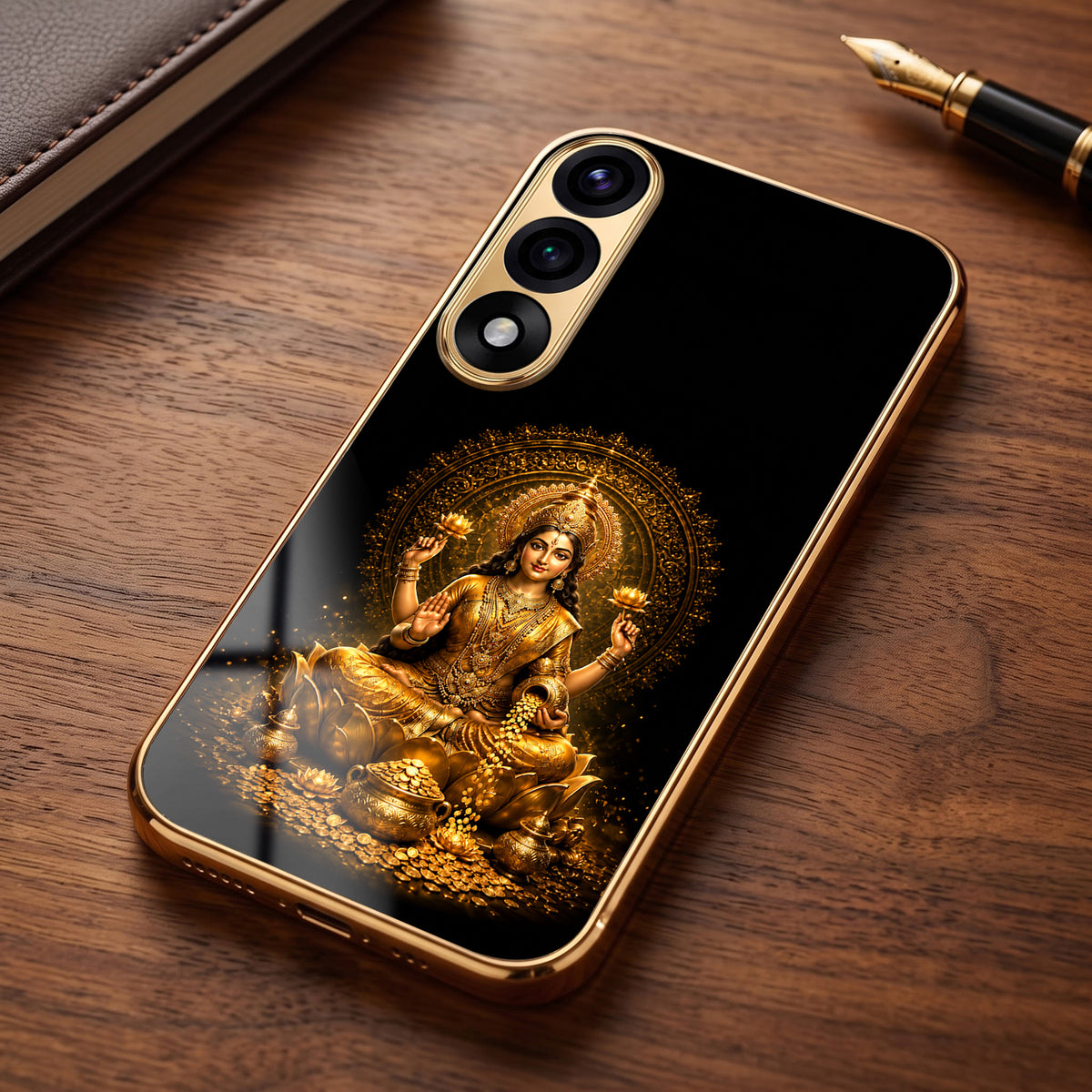 Oneplus Nord 5 5G Golden Maa Lakshmi Gold Electroplated Glass Phone Back Case