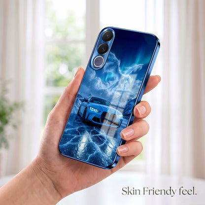 Vivo V70 FE 5G Ice Dragon GT Blue Electroplated Glass Phone Back Case