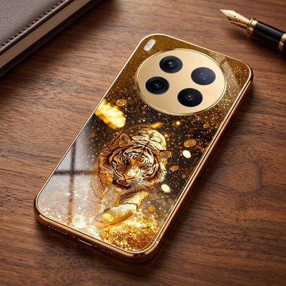 Vivo X300 Pro 5G Luxury Tiger Gold Electroplated Glass Phone Back Case