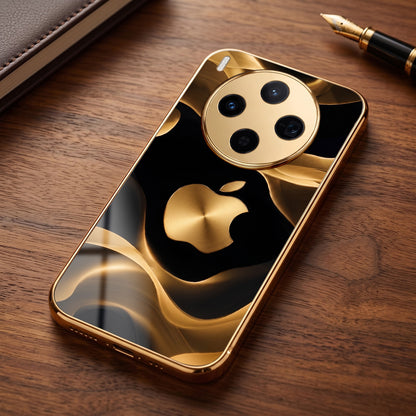 Vivo X300 5G Luxury Wave Gold Electroplated Glass Phone Back Case