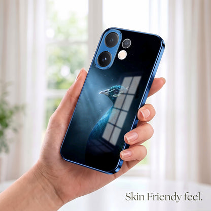 Vivo V60 5G Royal Peacock Blue Electroplated Glass Phone Back Case