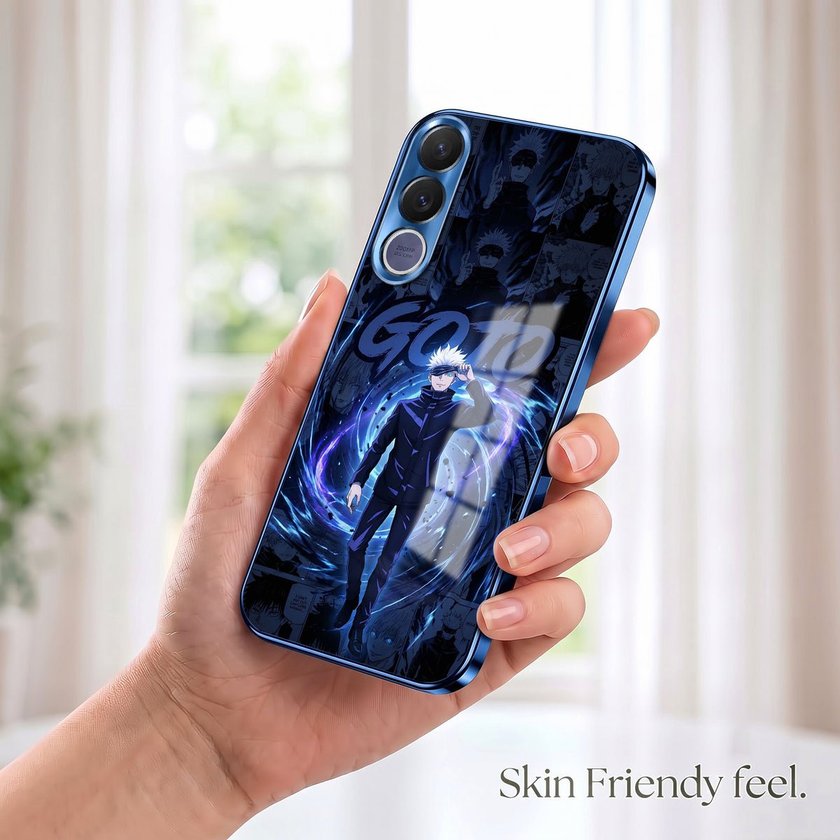 Vivo V70 FE 5G Jujutsu Kaisen Blue Electroplated Glass Phone Back Case