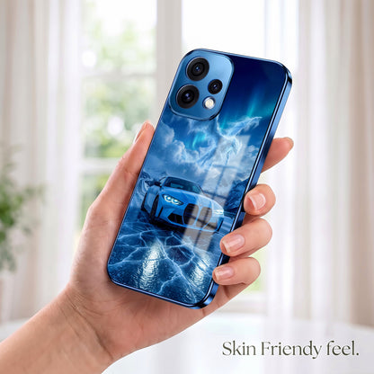Oppo Reno 15 5G Ice Dragon GT Blue Electroplated Glass Phone Back Case