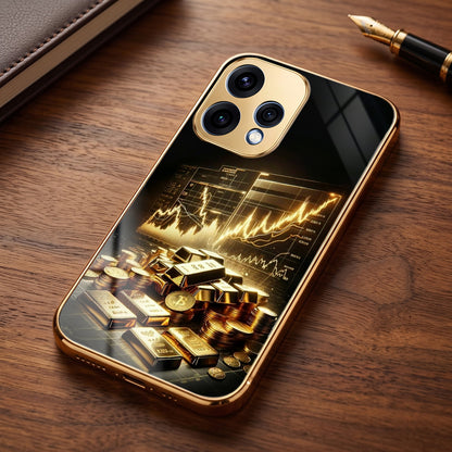 Oppo Reno 15 5G Luxury Wealth Trader Gold Electroplated Glass Phone Back Case