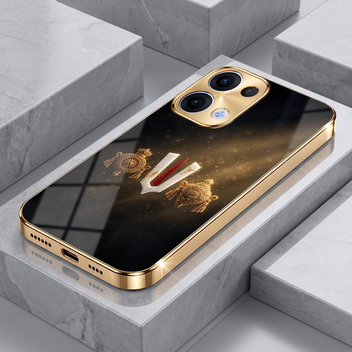 Oppo Reno 13 5G Royal Heritage Edition Gold Electroplated Glass Phone Back Case