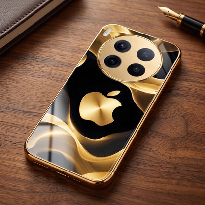 Vivo X300 Pro 5G Luxury Wave Gold Electroplated Glass Phone Back Case