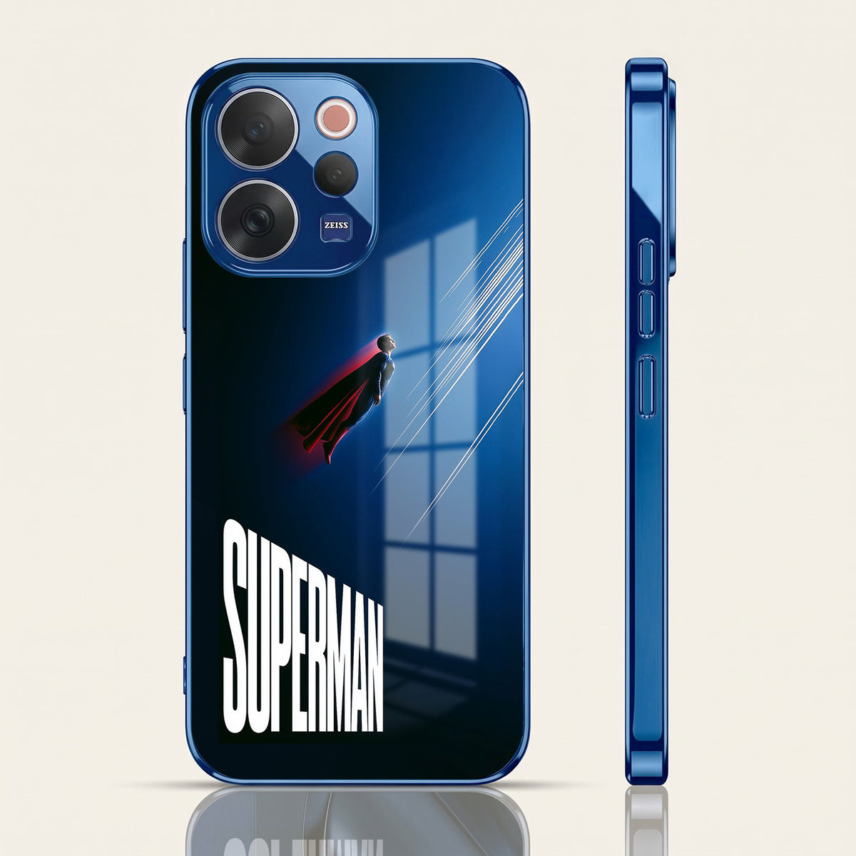 Vivo V70 5G Superman Blue Electroplated Glass Phone Back Case