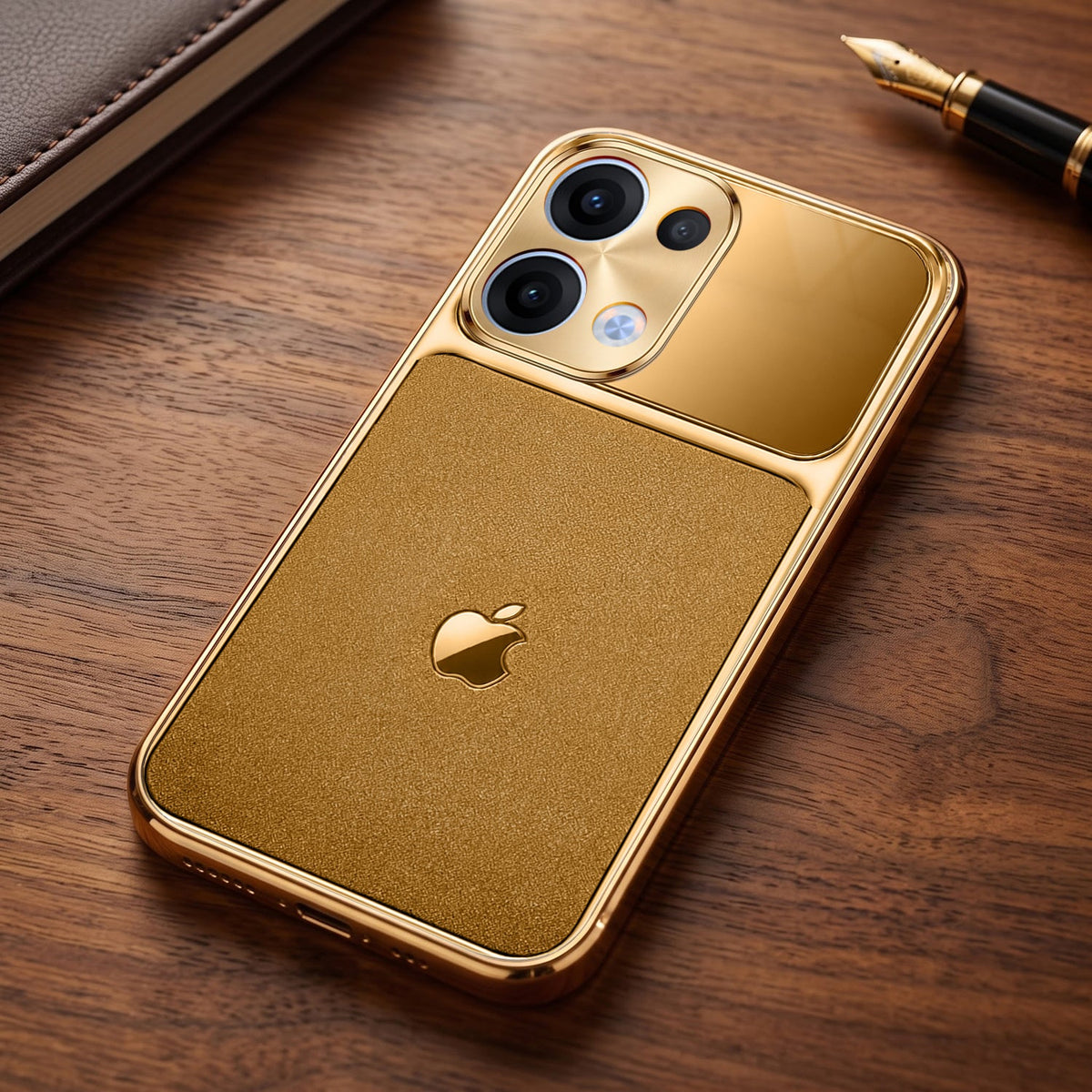 Oppo Reno 13 5G Royal Touch Apple Gold Electroplated Glass Phone Back Case