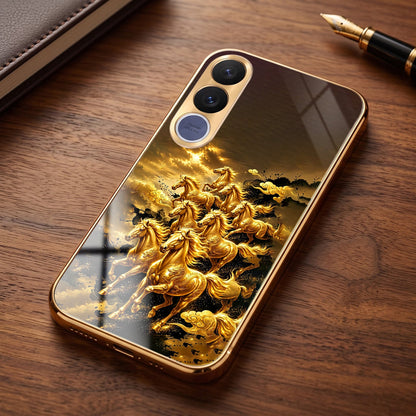 Vivo V70 FE 5G Celestial Seven Horses Gold Electroplated Glass Phone Back Case