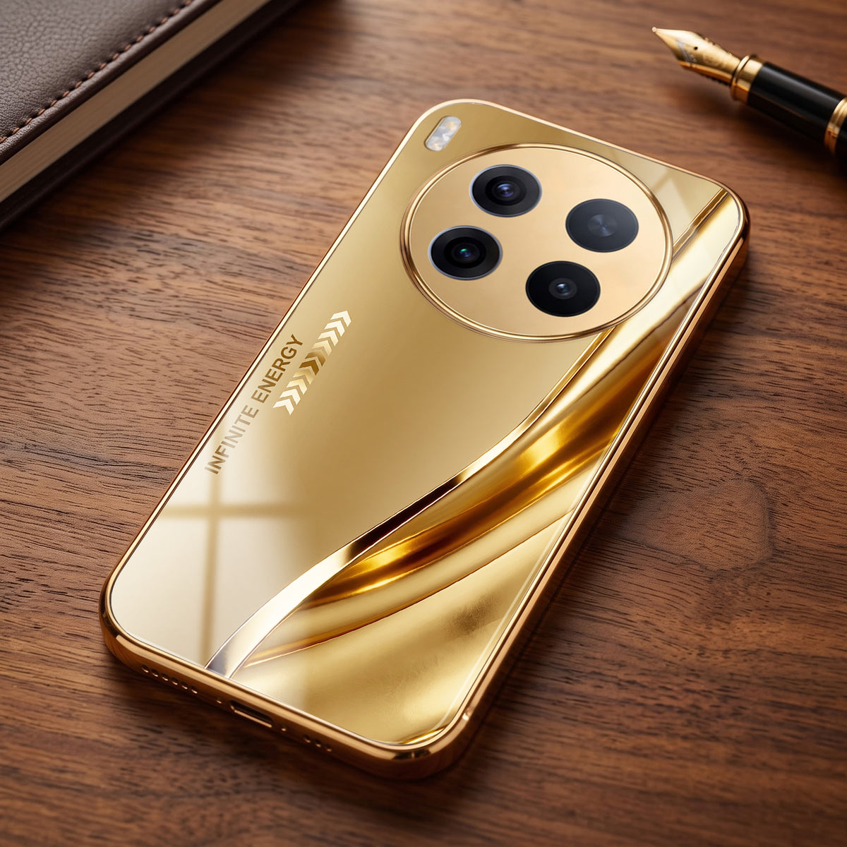 Vivo X300 Pro 5G Luxury Infinity Energy Gold Electroplated Glass Phone Case