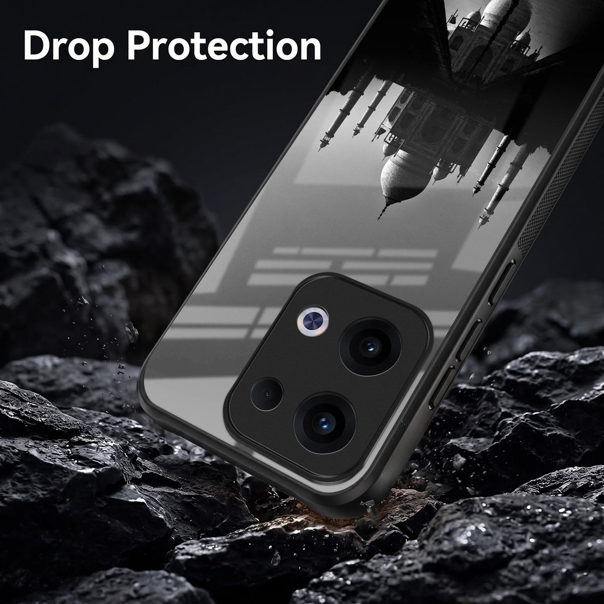 Oppo Reno 13 5G Premium Acrylic Shockproof Glass Back Case (Taj Mahal)