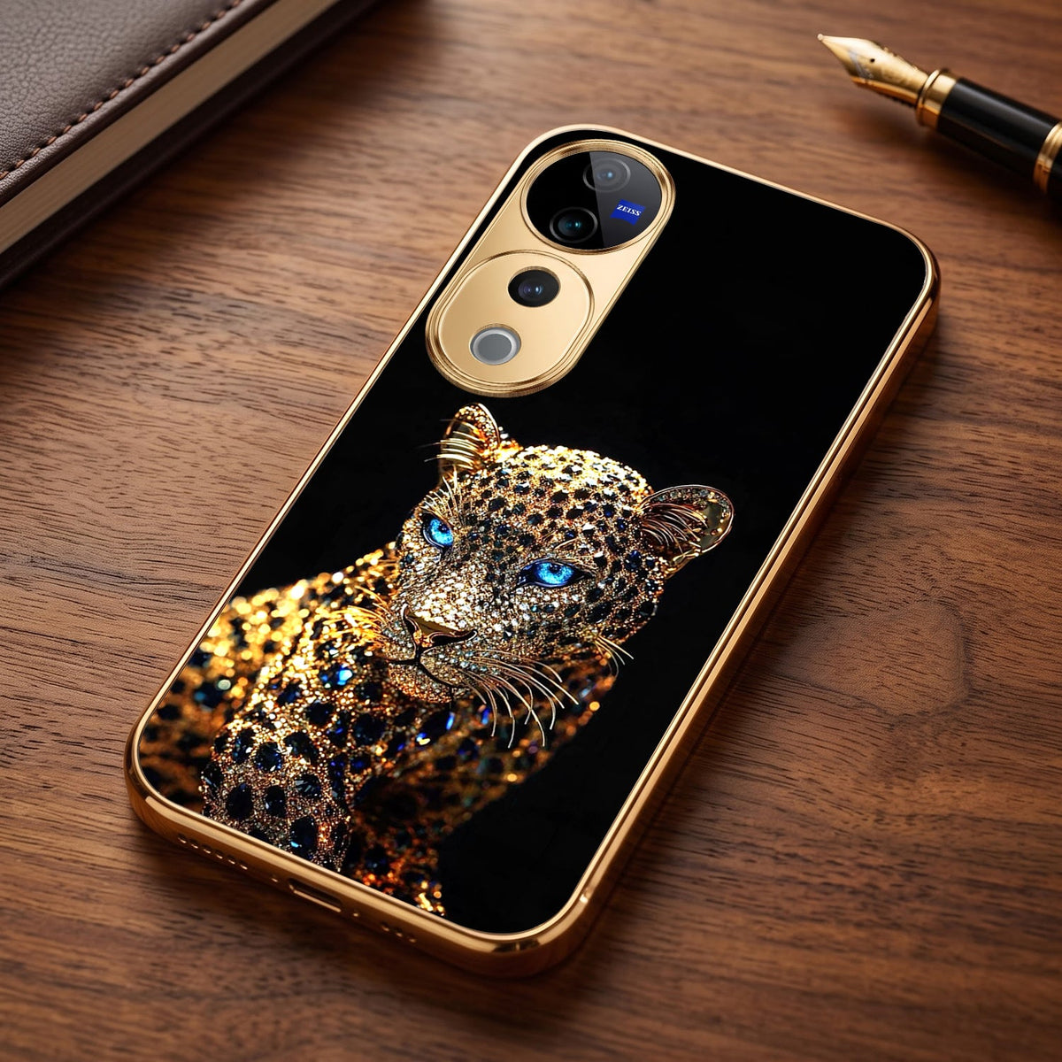 Vivo V40 Pro 5G Panther Gold Electroplated Glass Phone Back Case