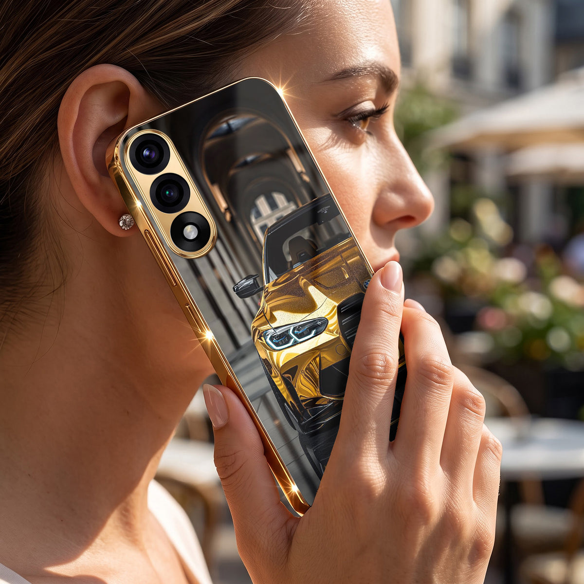 Oneplus Nord 5 5G Golden BMW Gold Electroplated Glass Phone Back Case