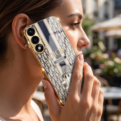 Oneplus Nord 5 5G Luxury Dior Gold Electroplated Glass Phone Back Case
