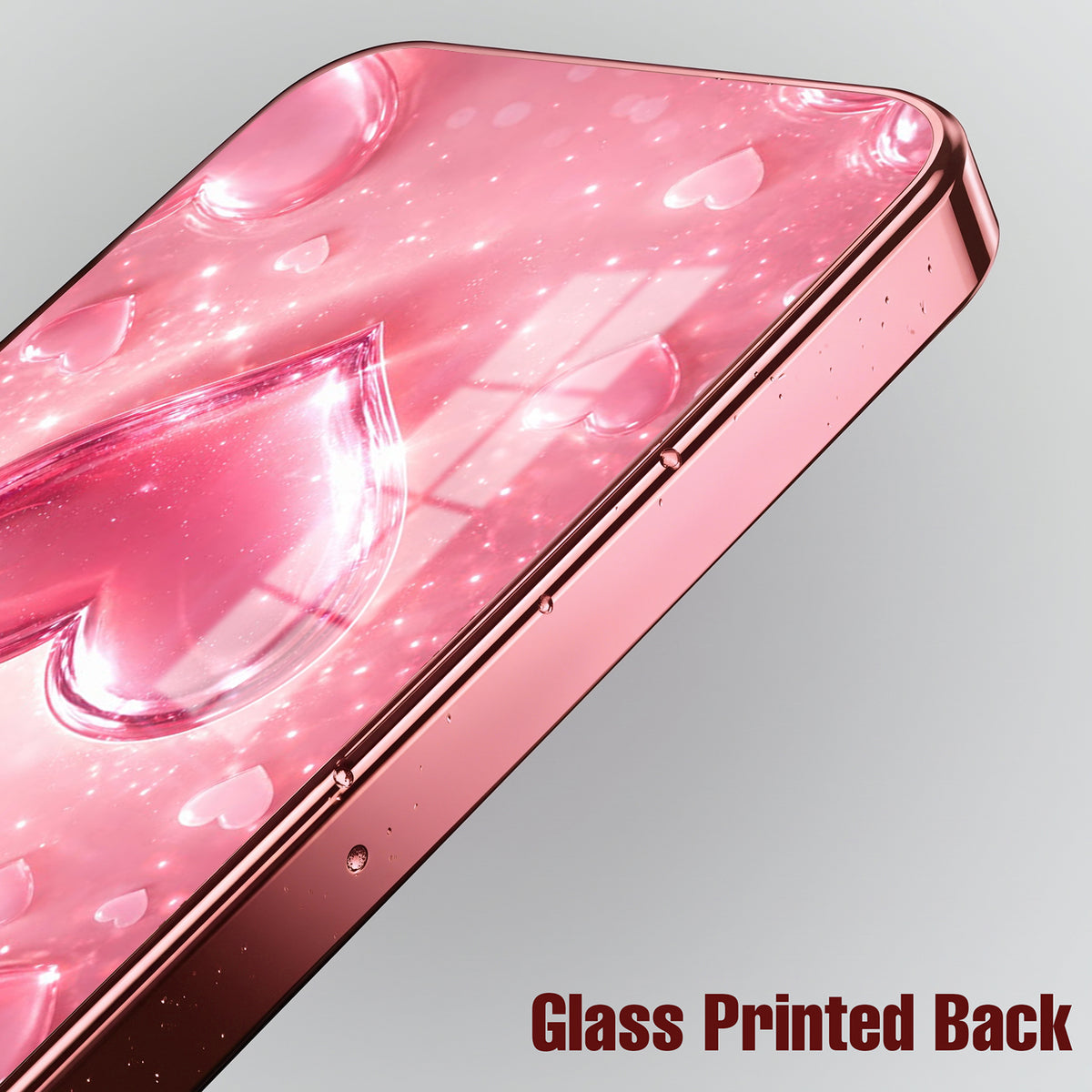 Vivo T5x 5G Luxury 3D Jelly Heart Pink Electroplated Glass Phone Back Case