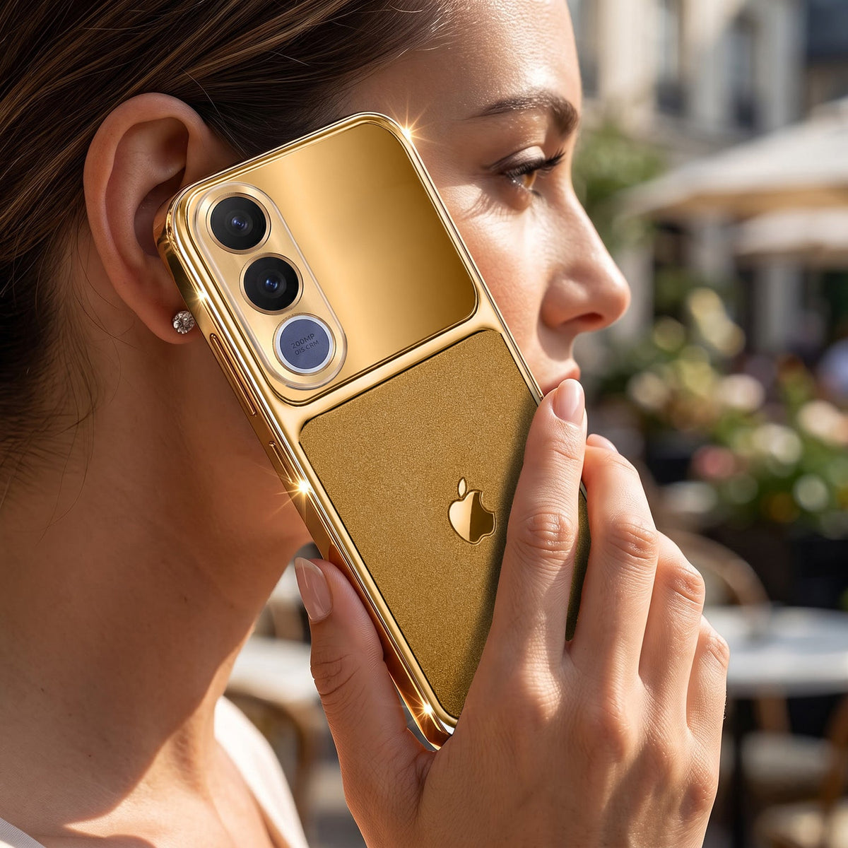 Vivo V70 FE 5G Royal Touch Apple Gold Electroplated Glass Phone Back Case