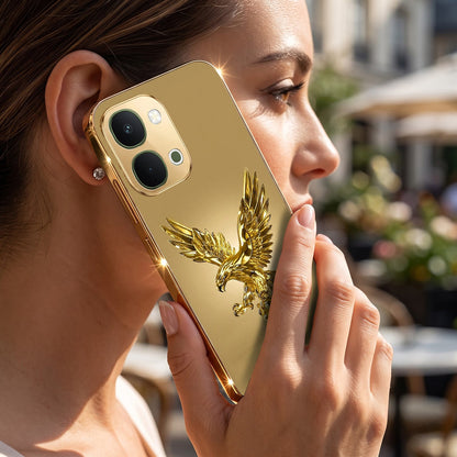 Vivo T5x 5G Golden Eagle Gold Electroplated Glass Phone Back Case