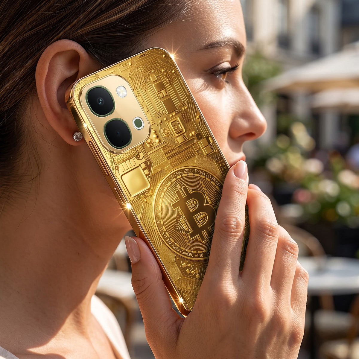Vivo Y51 Pro 5G Bitcoin Gold Electroplated Glass Phone Back Case