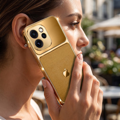 Oppo Reno 15 Pro Mini 5G Royal Touch Apple Gold Electroplated Glass Phone Back Case