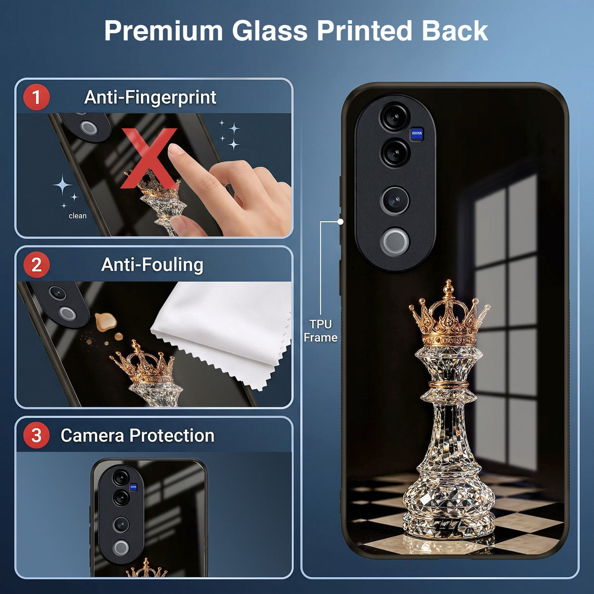 Vivo V40 Pro 5G Royal Chess King Acrylic Glass Back Case