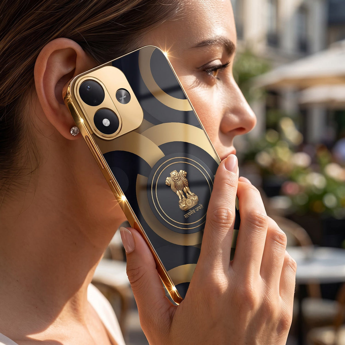 Redmi Note 17 5G Royal Emblem Gold Electroplated Glass Phone Back Case