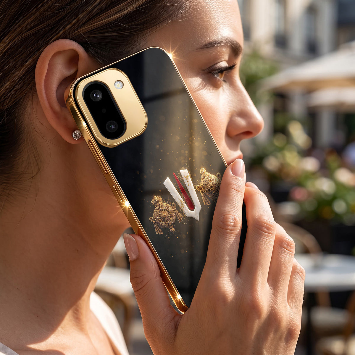 OnePlus 15R 5G Royal Heritage Edition Gold Electroplated Glass Phone Back Case