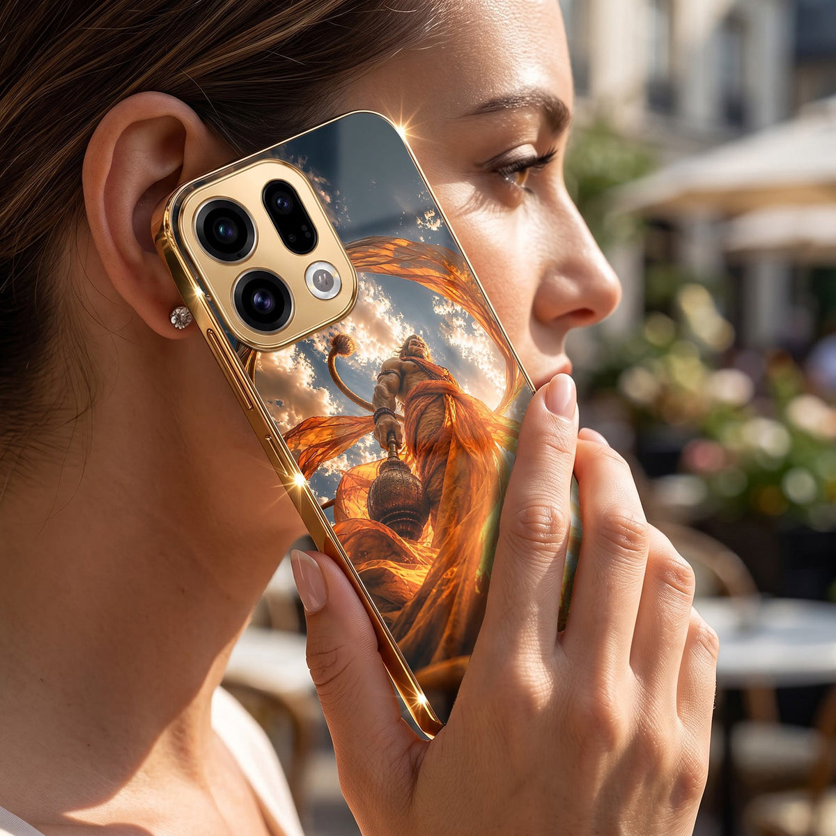 Oppo Find X9 5G Divine Hanuman Gold Electroplated Glass Phone Back Case