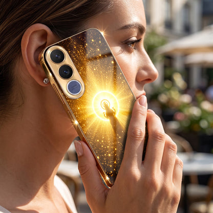 Vivo V70 FE 5G Lakshmi Sacred Gold Electroplated Glass Phone Back Case