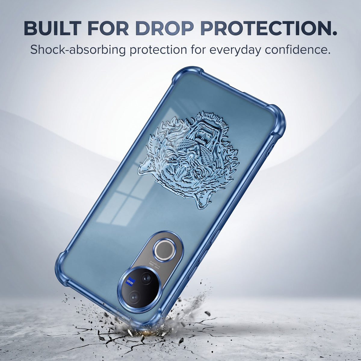 Vivo V50 5G Tiger Face Blue Airbags Printed Back Case
