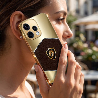 Oppo Reno 15 5G Dragon Crest Gold Electroplated Glass Phone Back Case