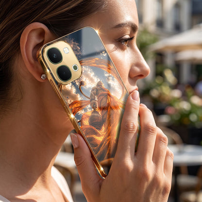 Vivo T5x 5G Divine Hanuman Gold Electroplated Glass Phone Back Case