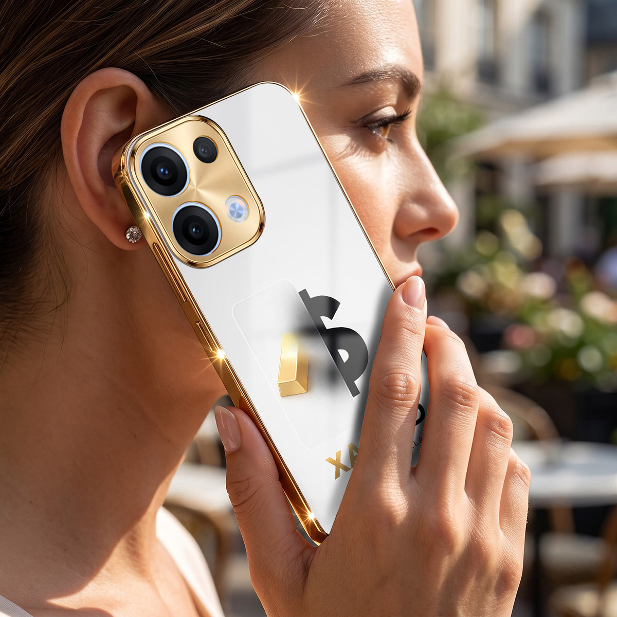 Oppo Reno 13 5G Luxury XAU/USD Gold Electroplated Glass Phone Back Case