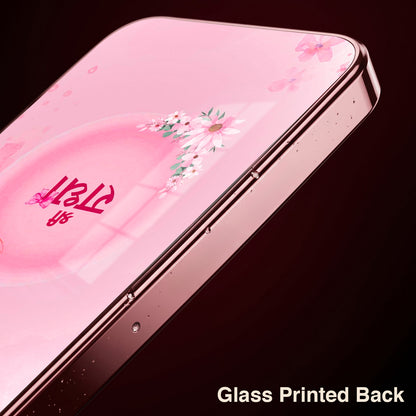 Oppo Reno 14 5G Luxury Shree Radha Pink Electroplated Glass Phone Back Case