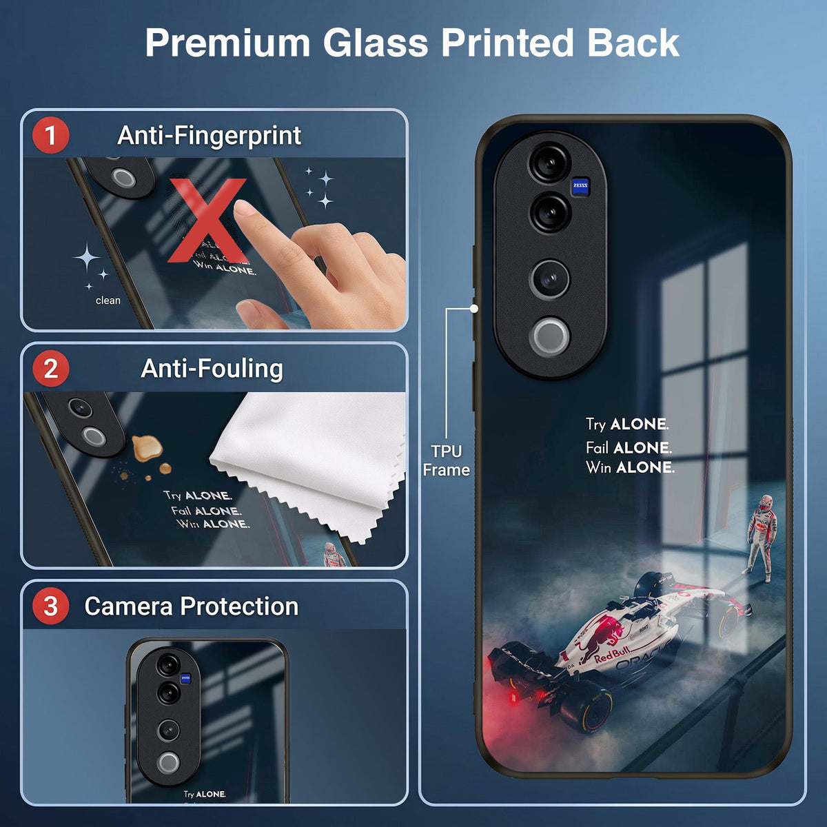 Vivo V40 Pro 5G Win Alone F1 Racing Acrylic Glass Back Case