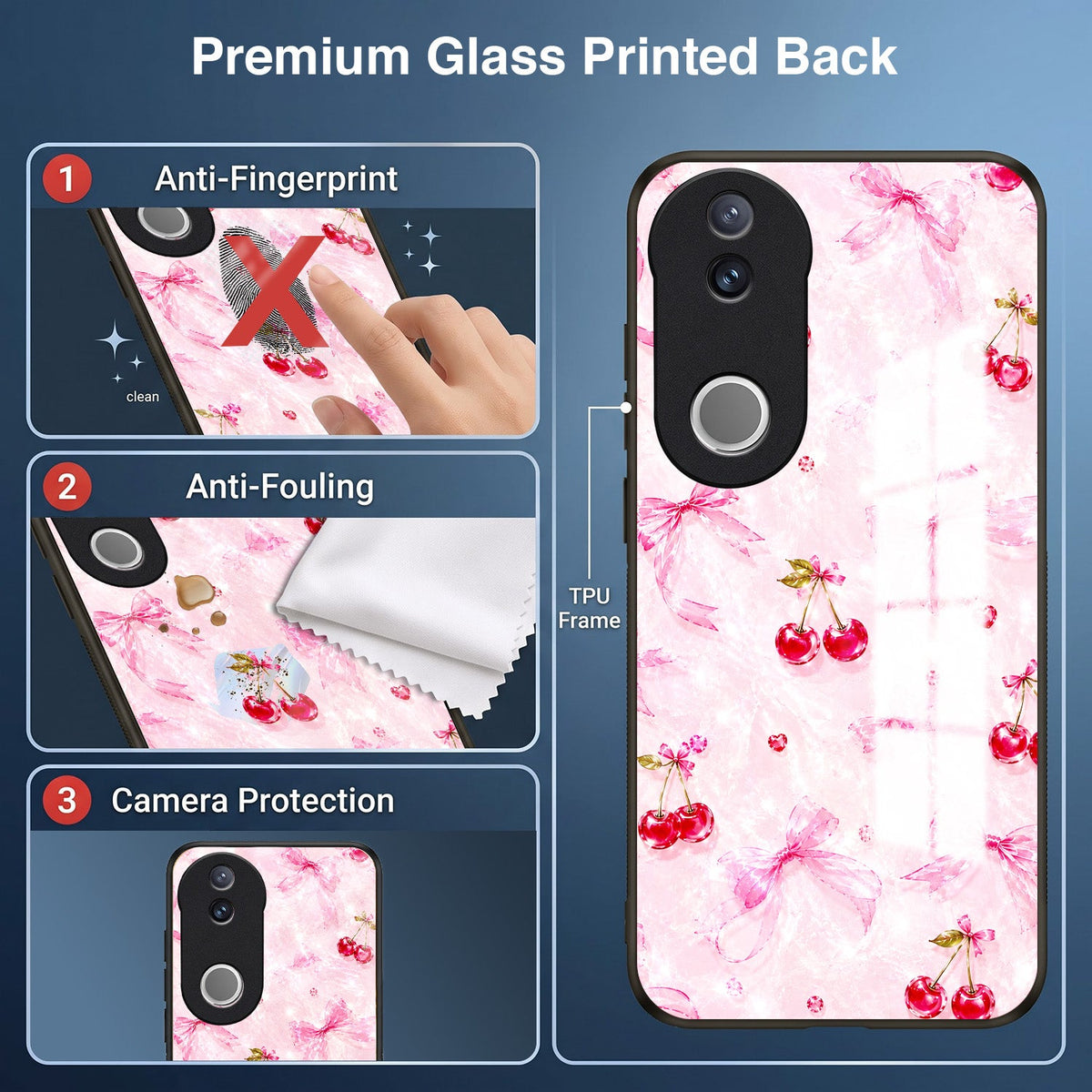 Vivo V50 5G Pink Cherry Blossom Acrylic Glass Back Case