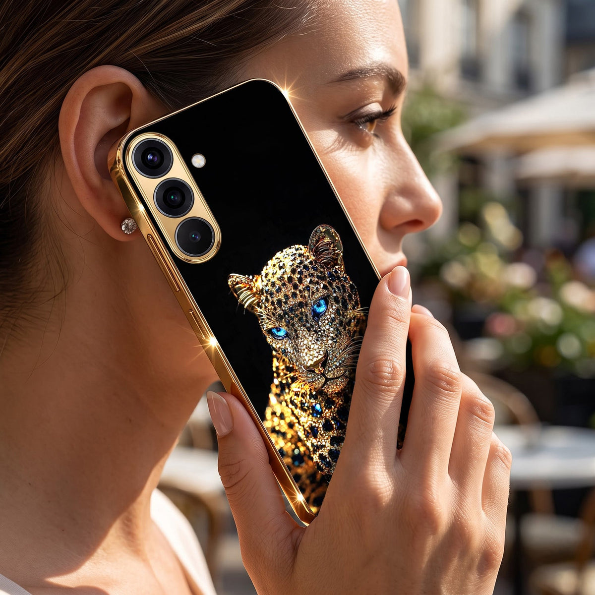 Samsung Galaxy A36 5G Panther Gold Electroplated Glass Phone Back Case