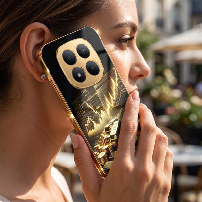 Redmi Note 15 Pro Plus 5G Luxury Wealth Trader Gold Electroplated Glass Phone Back Case