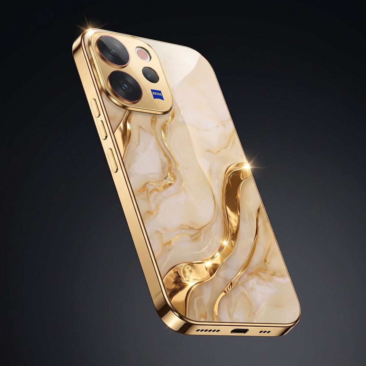Vivo V70 5G Marvel Texture Gold Electroplated Glass Phone Back Case