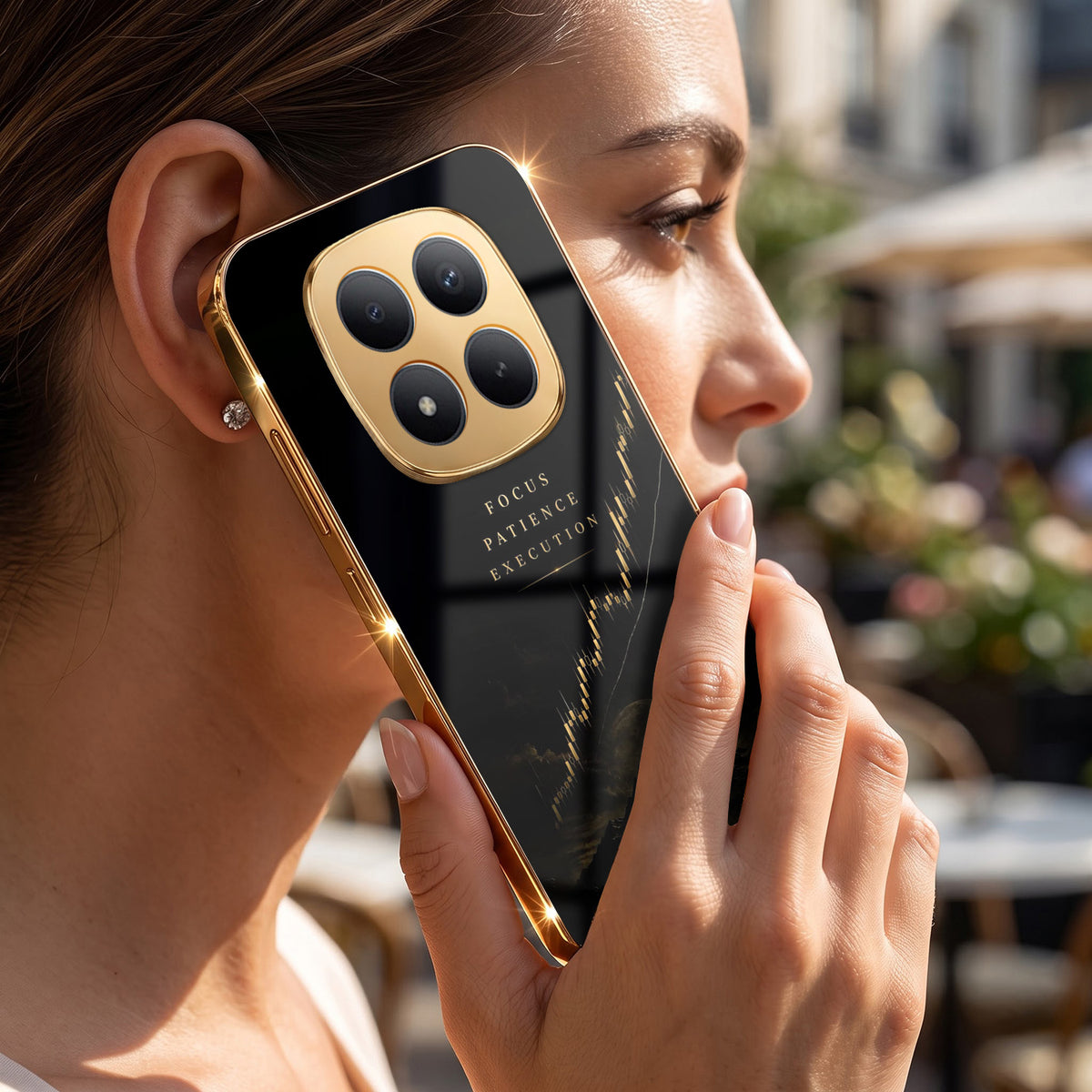 Redmi Note 15 Pro Plus 5G Focus Gold Electroplated Glass Phone Back Case