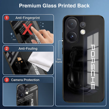 Vivo V60 5G Premium Acrylic Shockproof Glass Back Case (Black Porsche)