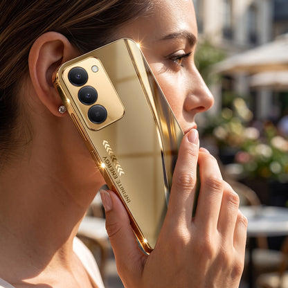 Redmi 15 5G Luxury Infinity Energy Gold Electroplated Glass Phone Case
