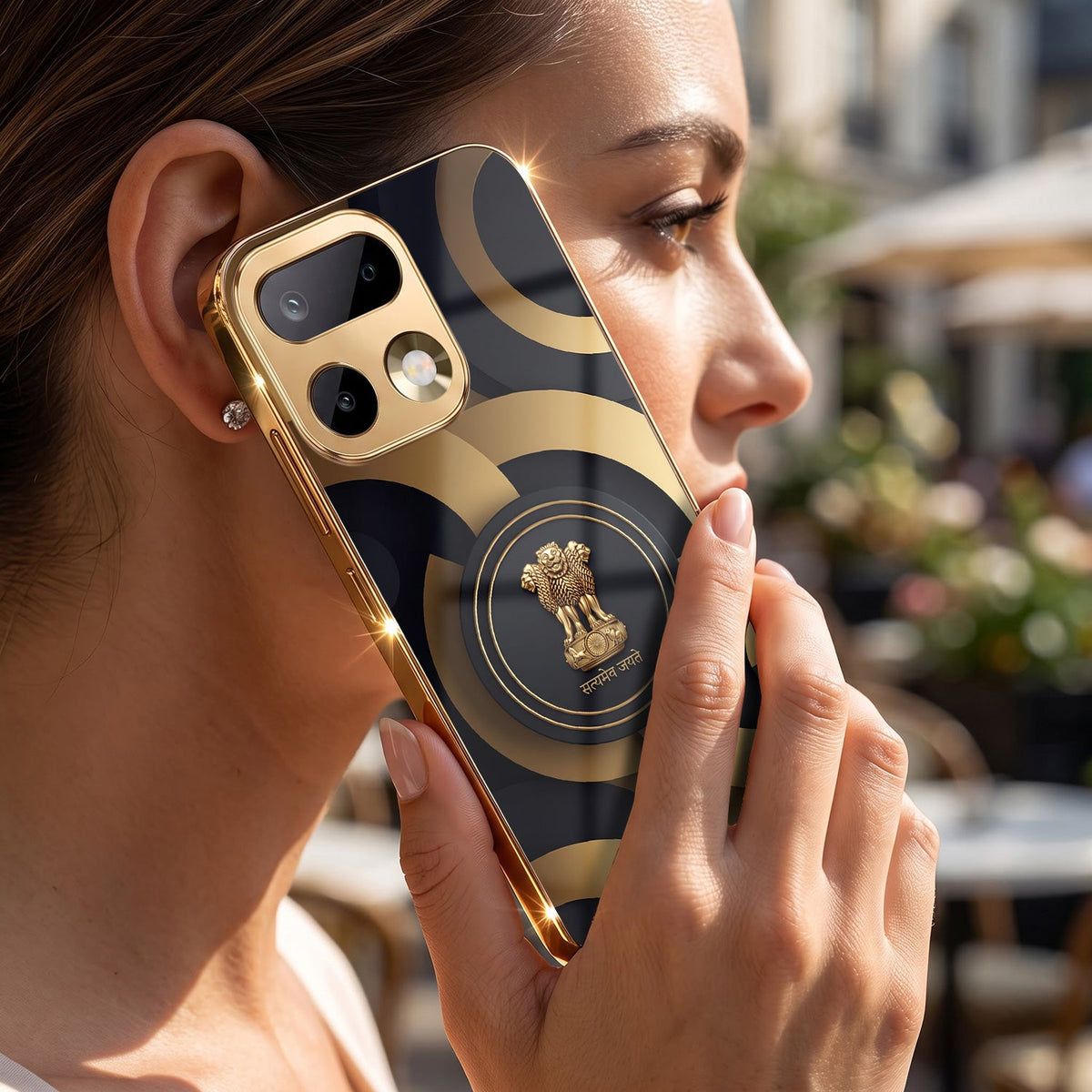 Realme 16 Pro+ 5G Royal Emblem Gold Electroplated Glass Phone Back Case