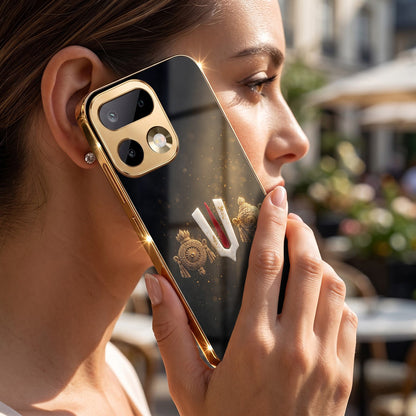 Realme 16 Pro+ 5G Royal Heritage Edition Gold Electroplated Glass Phone Back Case