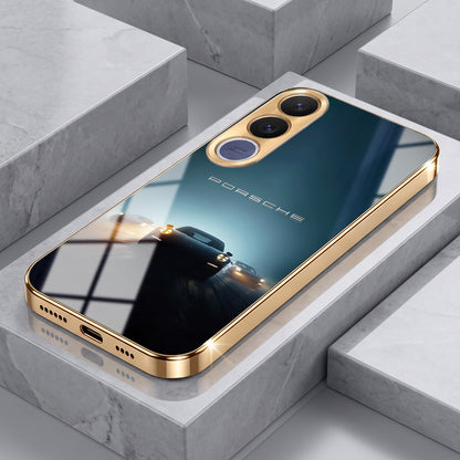 Vivo V70 Fe Porsche Luxury Gold Electroplated Glass Phone Back Case