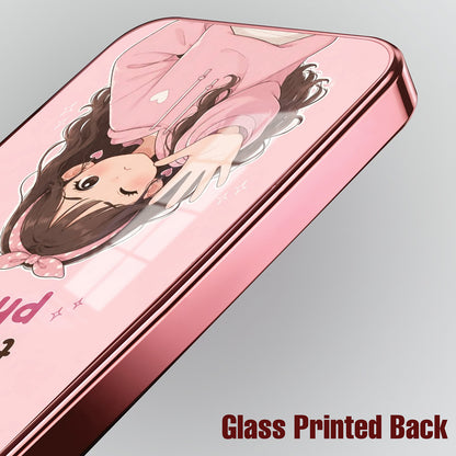 Samsung Galaxy A36 5G Luxury Anime Girl Pink Electroplated Glass Phone Back Case