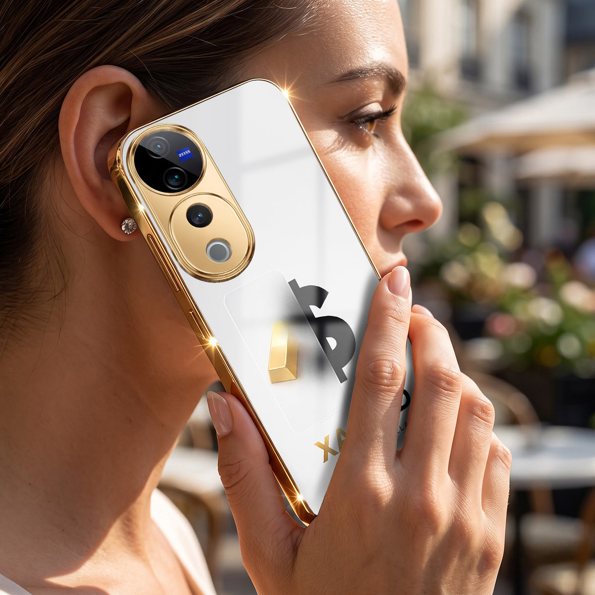Vivo V40 Pro 5G Luxury XAU/USD Gold Electroplated Glass Phone Back Case