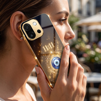 OnePlus 13s 5G God’s Plan Evil Eye Gold Electroplated Glass Phone Back Case